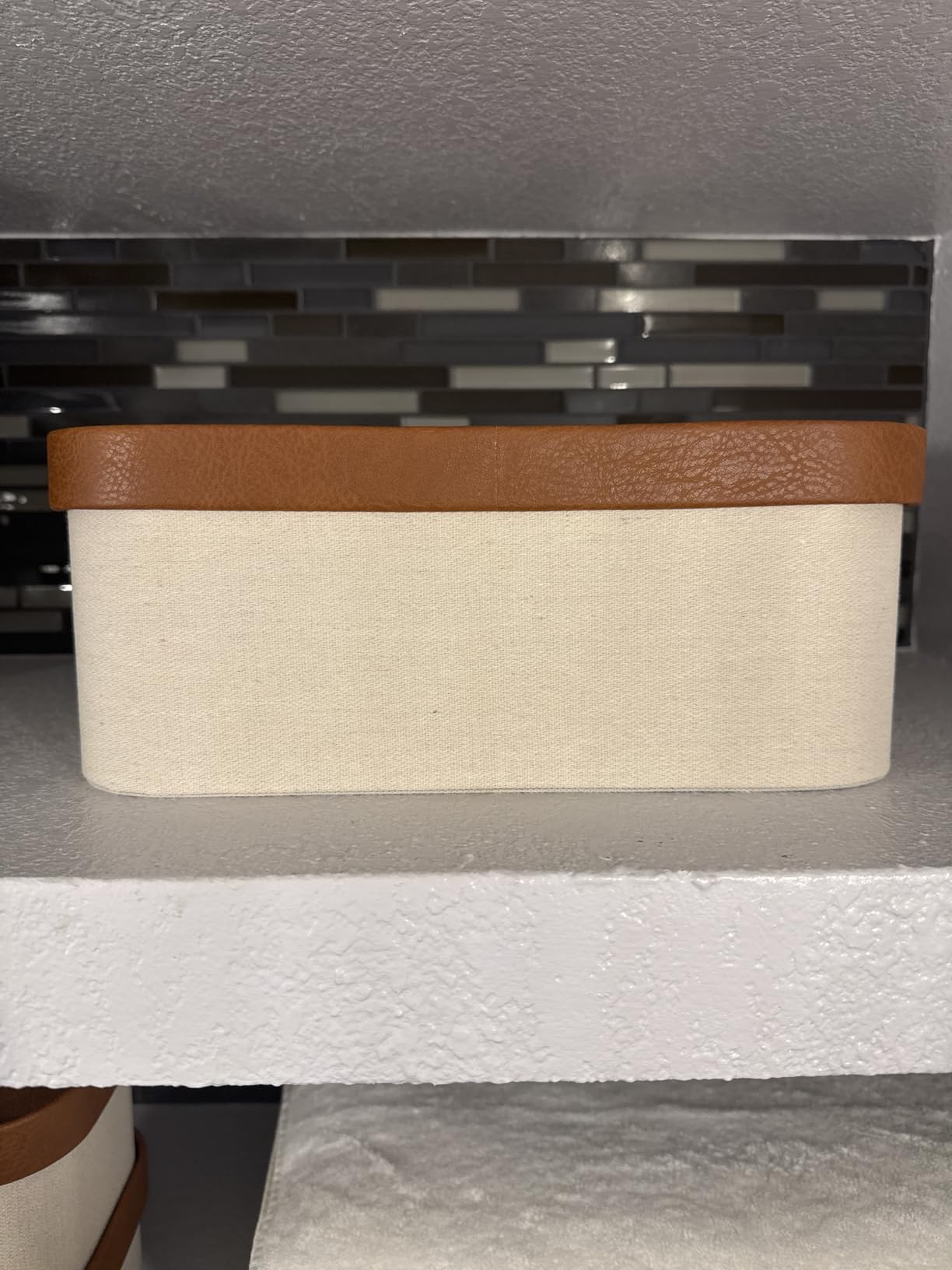 LA JOLIE MUSE Decorative Storage Boxes with Lids Faux Leather, Brown 3 Pack customer photo 2