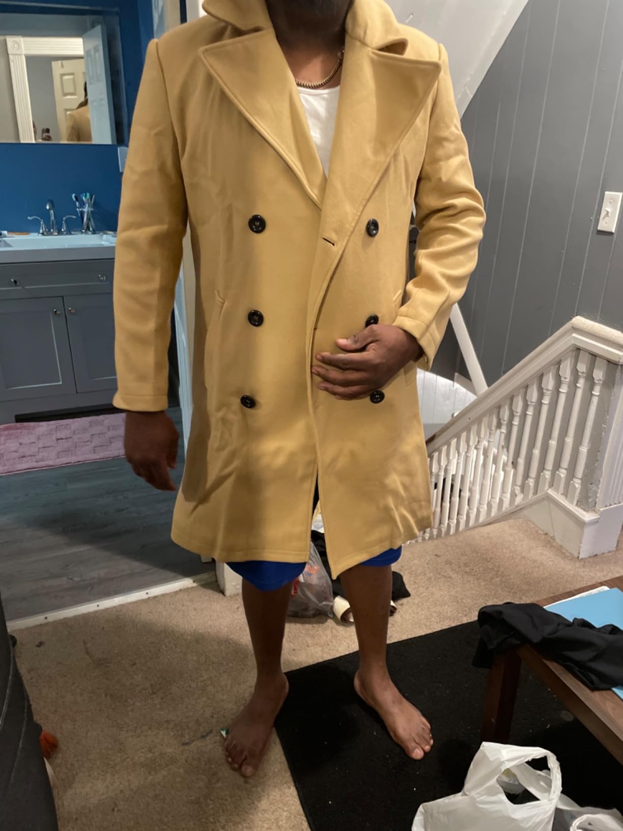 Makkrom Mens Double Breasted Trench Coat Business Casual Winter Overcoats customer photo 1