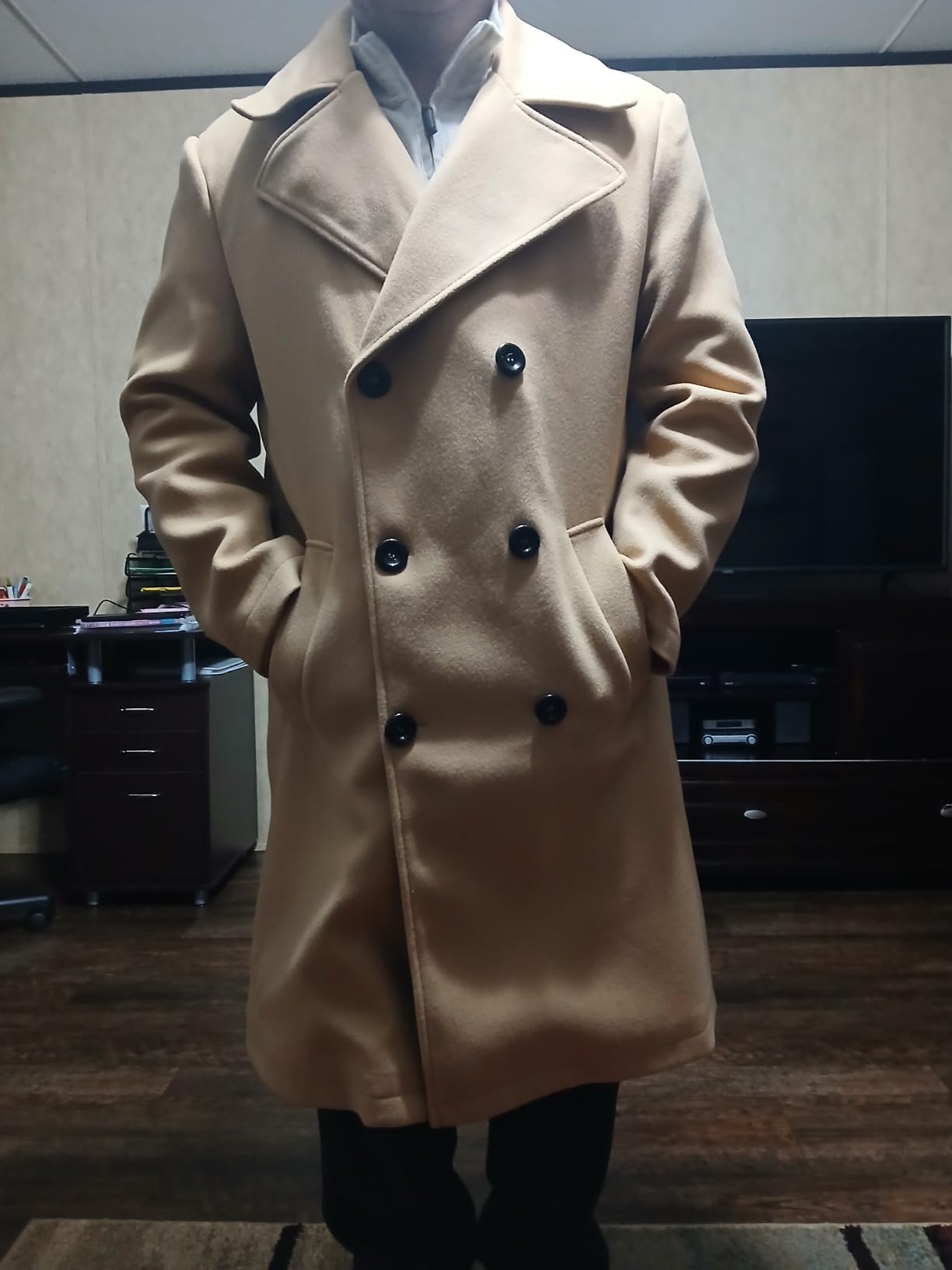 Makkrom Mens Double Breasted Trench Coat Business Casual Winter Overcoats customer photo 2