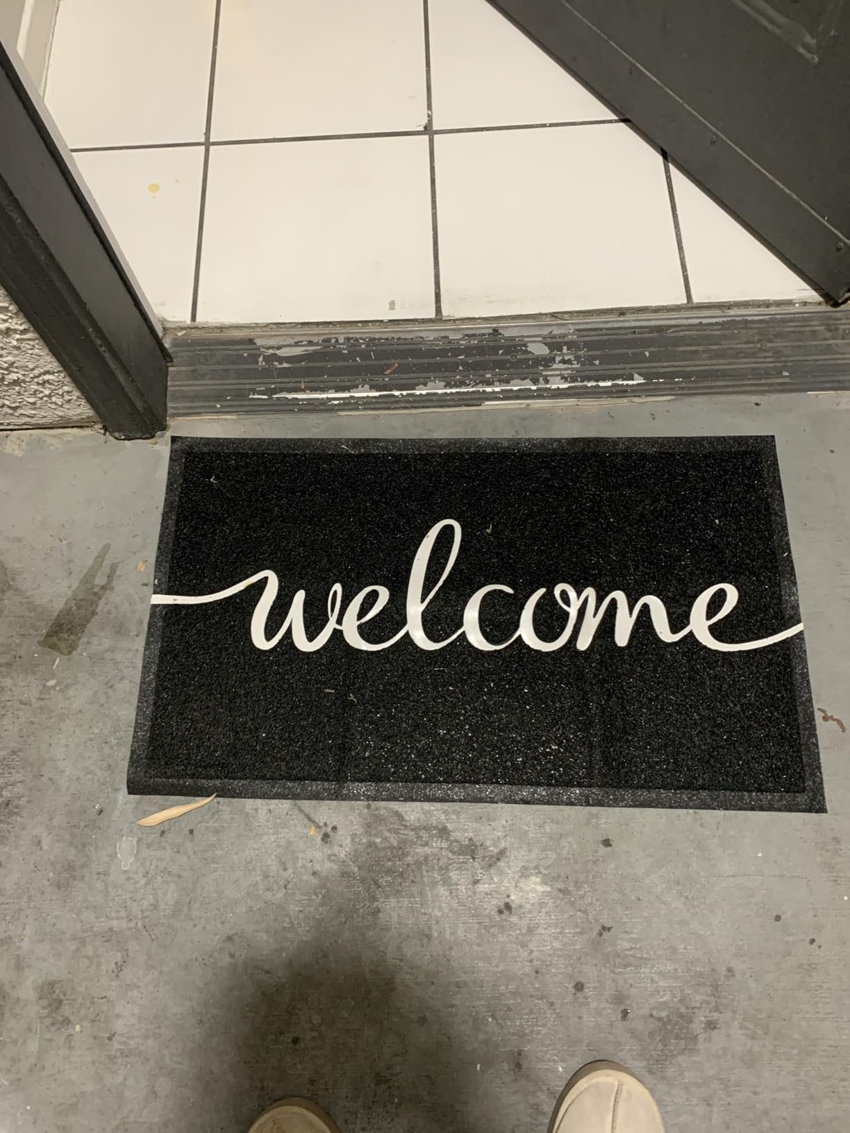 CozyBounty Black Door Mat Welcome Mats Outdoor Indoor Non-Slip Doormat for Entryway Low-Profile Floor Mat for Yard, Garage, High Traffic Areas (30