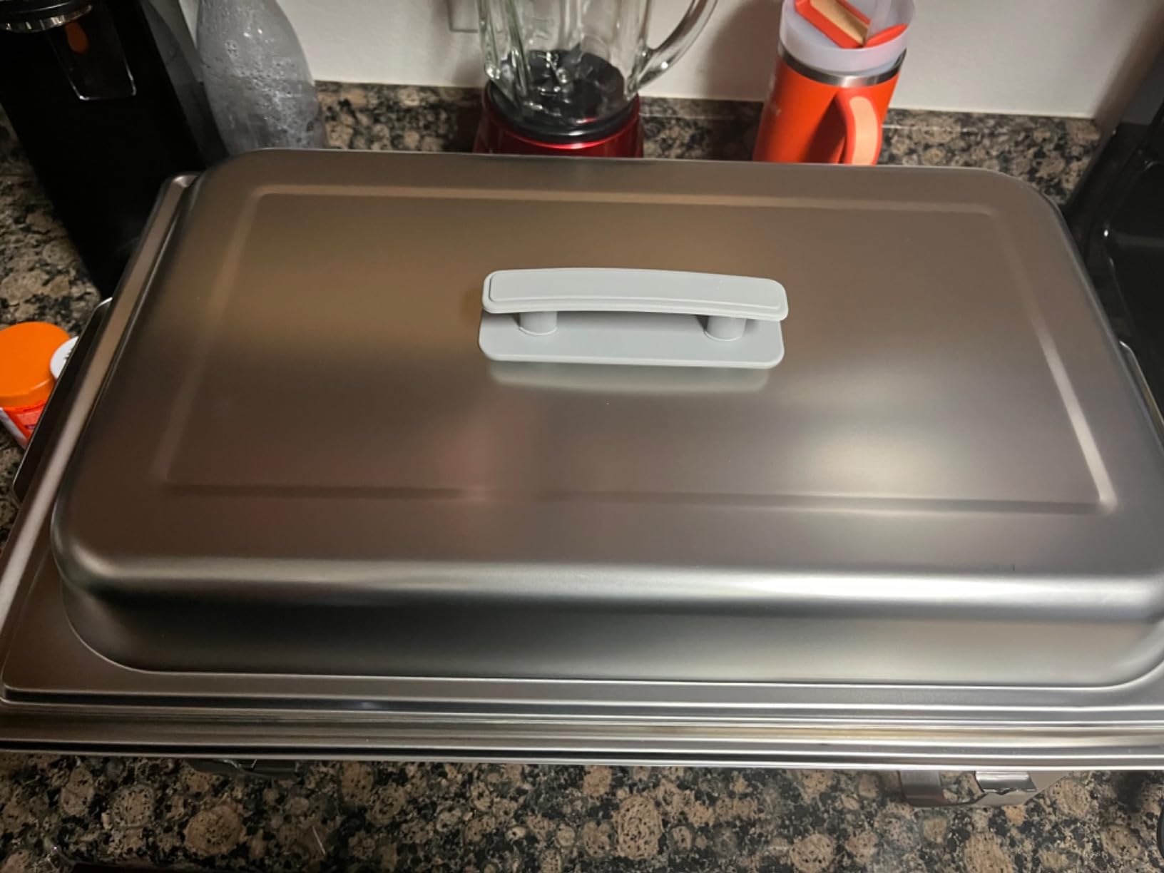 Alpha Living 4 Pack Chafing Dish Full Set – Stainless Steel Catering Chafer with Lids, Pans & Fuel Holders – Buffet Food Warmers for Parties, Events & Weddings – Alpine Gray Handles customer photo 2