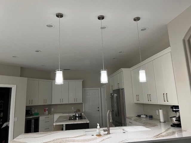 AKEZON Pendant Lights Kitchen Island 2 Pack, Brushed Nickel, Adjust Height customer photo 1