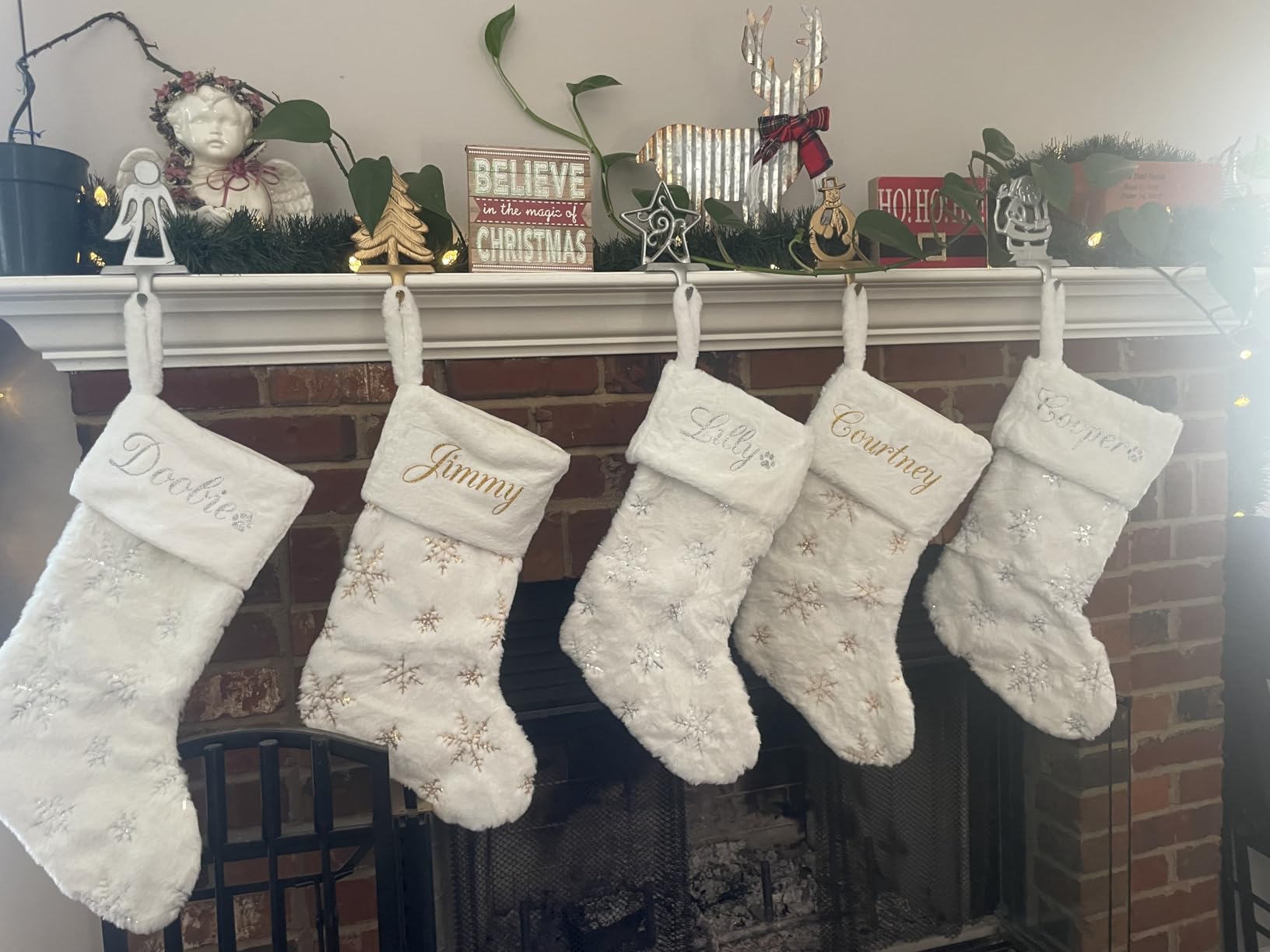 CARAKNOTS Personalized Christmas Stockings with Names 1 Pack White Faux Fur customer photo 1