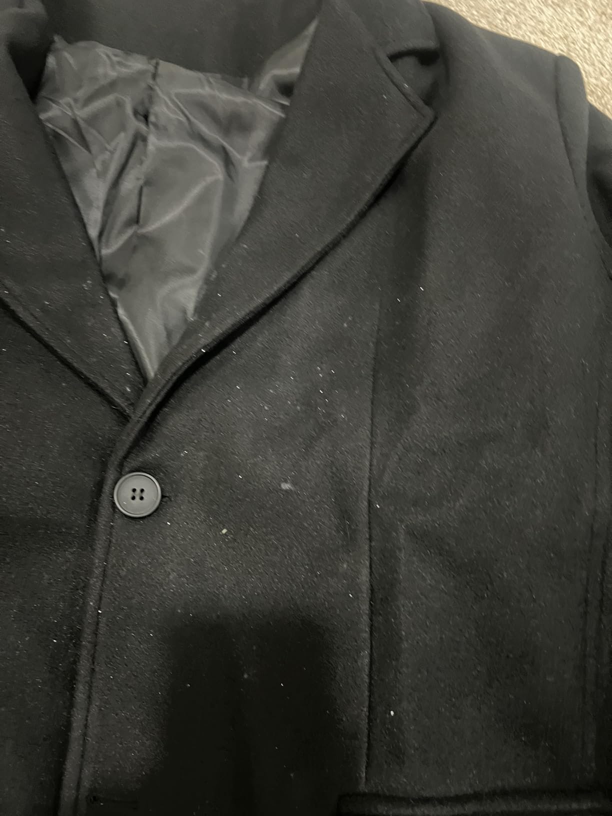 SOMTHRON Mens Trench Coat Single Breasted Long Pea Coat Overcoat | Notched Lapel, Slim Fit, Big and Tall, Business Formal Casual Suit Jacket, Winter Warm Windbreaker, Black Wool Dress Coat customer photo 2