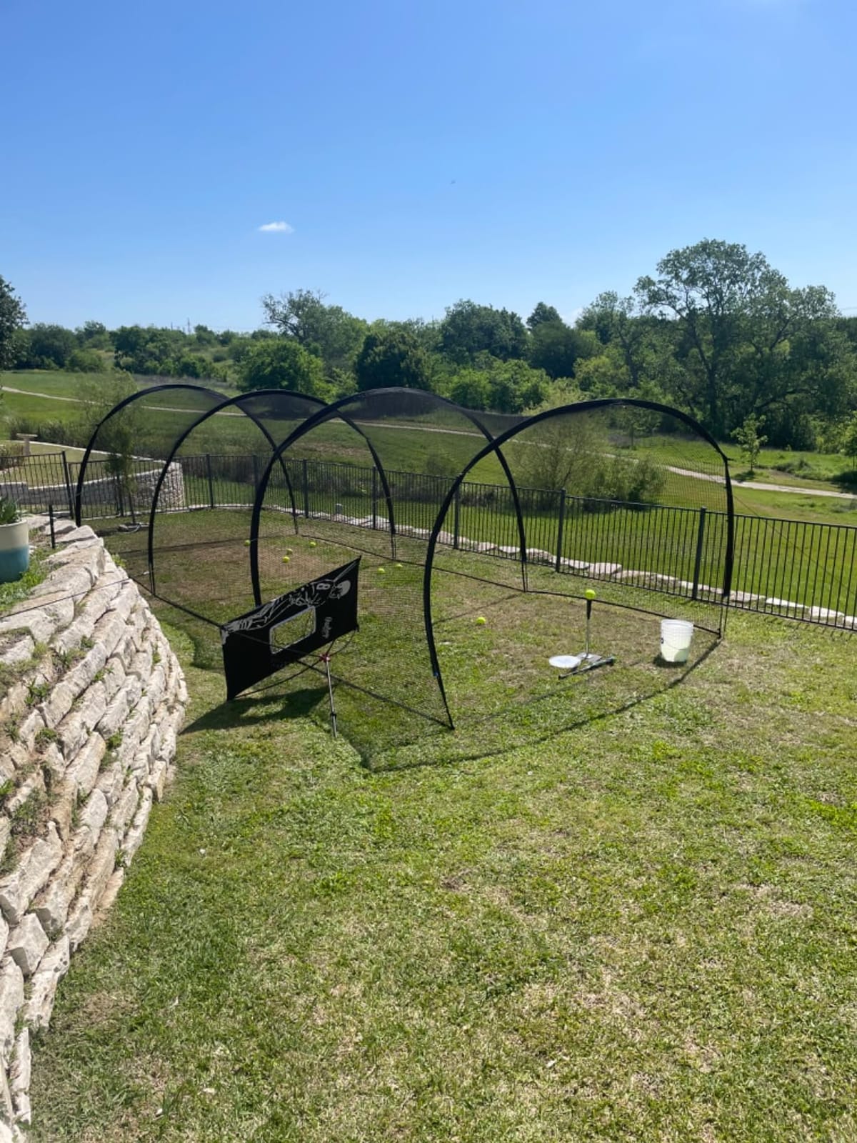 Upgrade 30FT Baseball and Softball Batting Cage Net and Frame, Large Batting Cages Net with Steel Frame for Home - Backyard Batting Cage with Pitching Backstop and Carry Bag customer photo 2