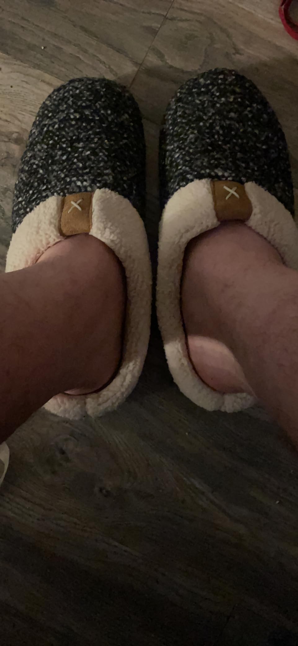 ULTRAIDEAS Mens Warm Fuzzy Slip On Slippers, Sherpa Lined House Shoes with Memory Foam for Indoor Outdoor, Mens Gifts for Winter customer photo 2