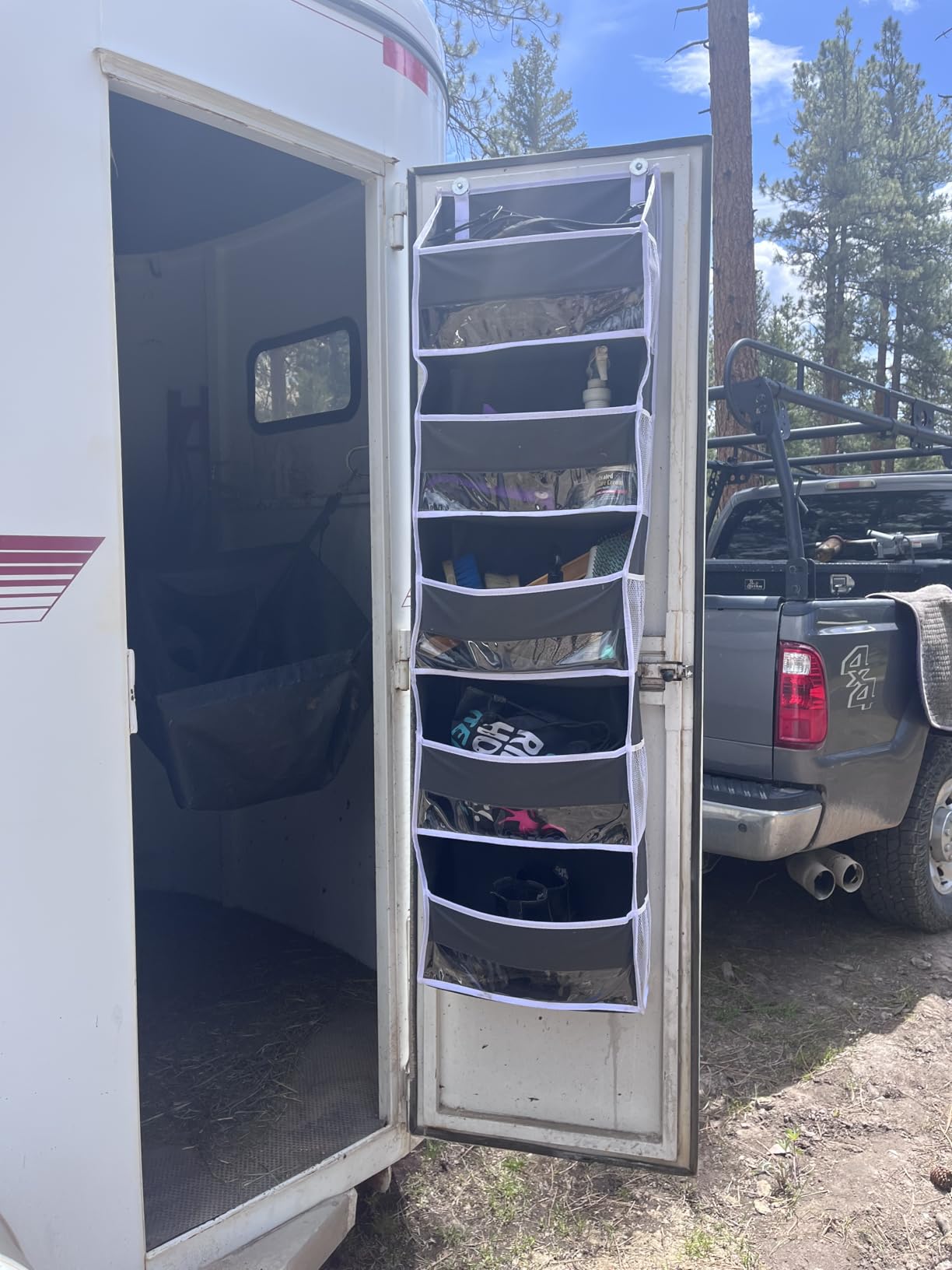 ULG 1 Pack Over Door Organizer with 5 Large and 10 Mesh Side Pockets, 44 lbs Weight Capacity Hanging Storage with Clear Window Kids Toys, Shoes, Diapers, Dark Grey, 5 Layers customer photo 1