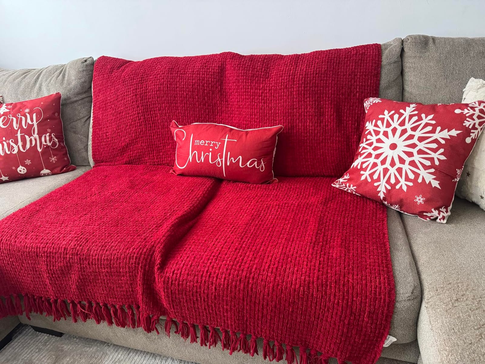 Allorry Merry Christmas Pillow Covers Set of 2 Cotton Linen Farmhouse Christmas Decorations Throw Pillow Cases Covers for Couch Bed Sofa 12x20 Inches customer photo 2