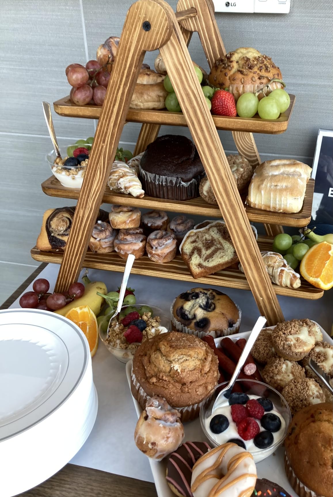 Wood 3 Tier Serving Tray Three Tiered Cupcake Stand Serving Platter customer photo 2
