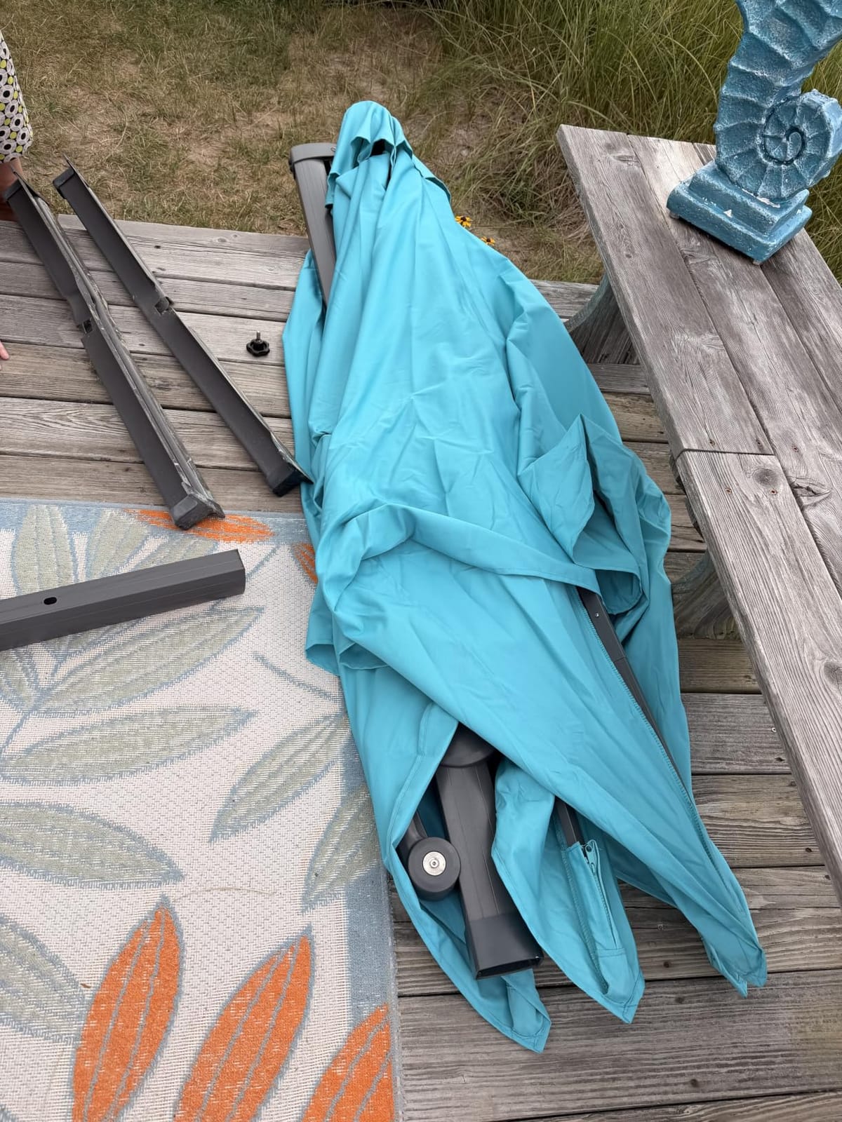 Sunnyglade 10x13Ft Cantilever Patio Umbrella Rectangular Deluxe Offset Navy customer photo 1