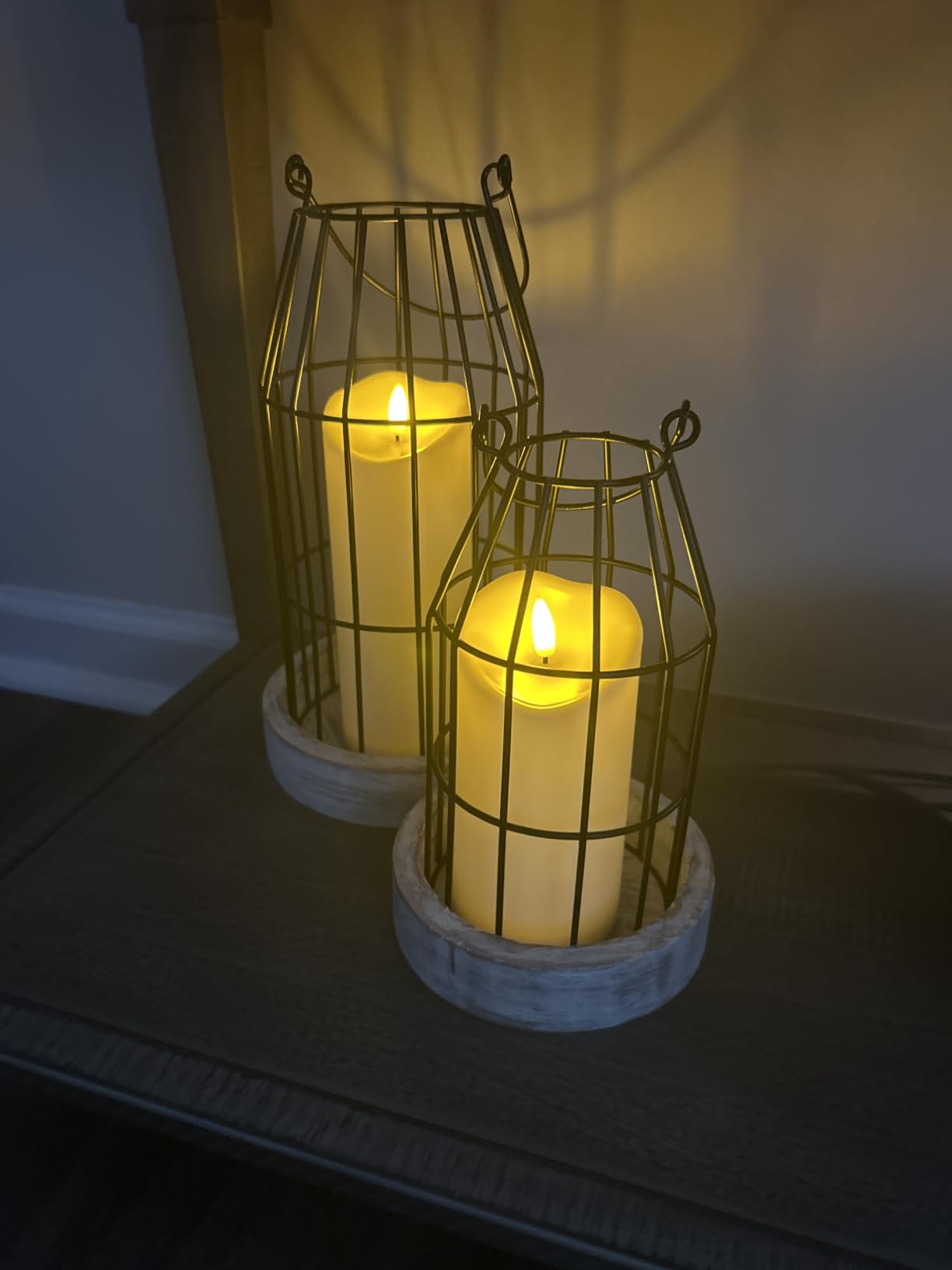 Rustic Farmhouse Lantern Decor Set of 2 - Stylish Decorative Lanterns customer photo 2