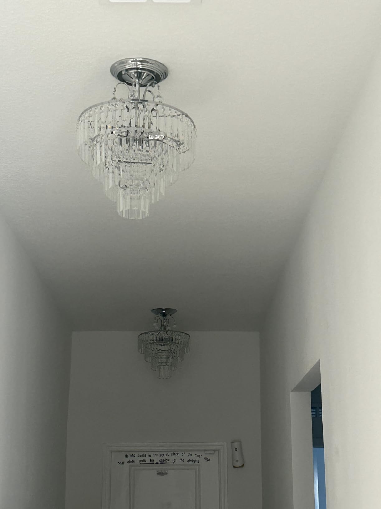 CVKASH 5 -Lights Crystal Gold Chandelier Fixture Modern Semi Flush Mount Ceiling Light with E12 Ceiling Lighting for Bedroom Living Room Kitchen Hallway Dining Room,D15.35 x H20.07 customer photo 1