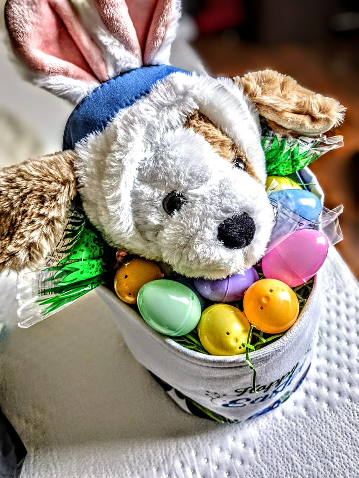 LessMo Easter Bunny Basket Egg Buckets, Purple Cute Personalized Canvas Cotton Tote Bags Egg Hunt Basket for Easter Party Gifts customer photo 1