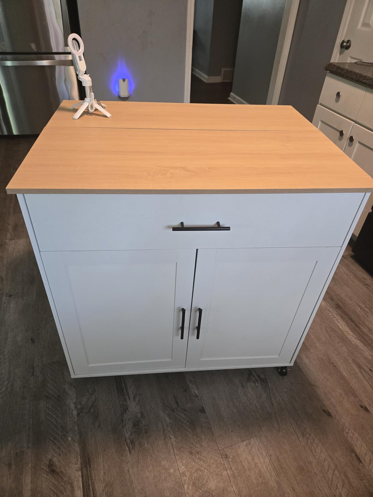 IRONCK Kitchen Island Table on Wheels with Drop Leaf, 47.25