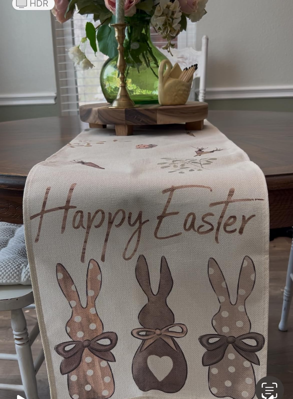 Artoid Mode Carrots Rabbit Bunny Happy Easter Table Runner, Spring Summer Seasonal Holiday Kitchen Dining Table Decoration for Indoor Outdoor Home Party Decor 13 x 72 Inch customer photo 1