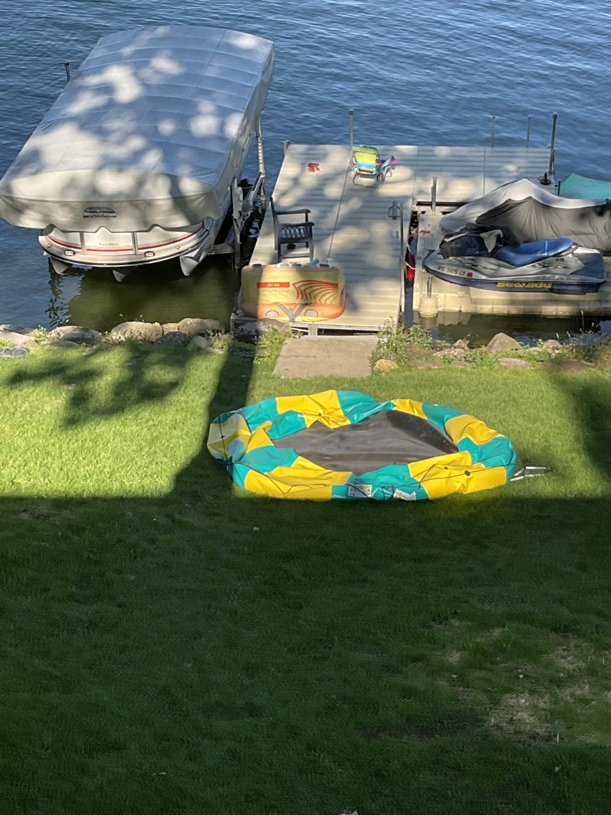 Goplus Inflatable Water Trampoline, 10FT/12FT/15FT Recreational Water Bouncer w/Electric Inflator, Rope Ladder, Mooring Ropes, Anchor, Adults Youth Bounce Swim Platform for Lakes, Pools customer photo 1