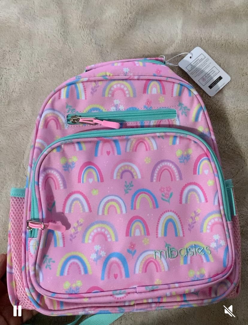 mibasies Toddler Backpack for Girls 2-4: Cute Kids Backpacks for Girls - Preschool Kindergarten Backpack - Rainbow Pink customer photo 1