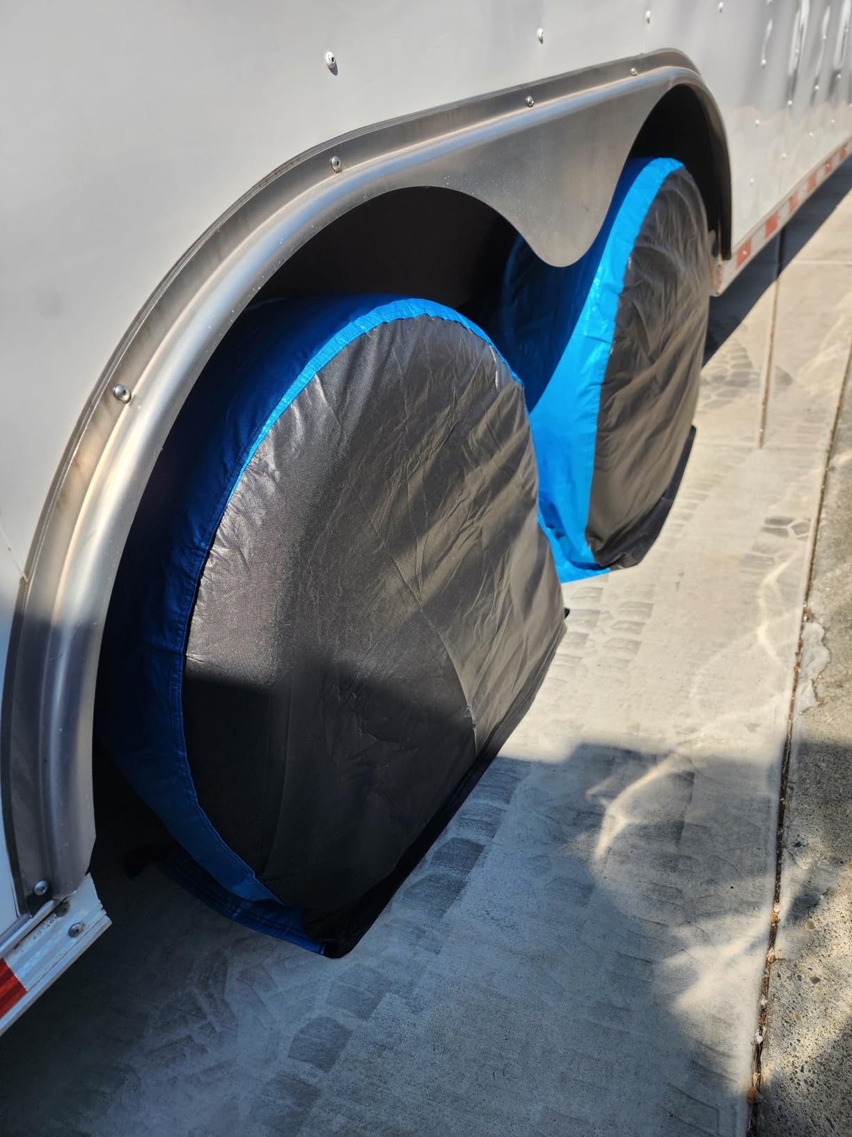 MORNYRAY Tire Covers 4 Pack,Waterproof Anti-UV Snow Sun Rain Tire Covers for RV,Truck, SUV, Trailer, Camper. customer photo 1