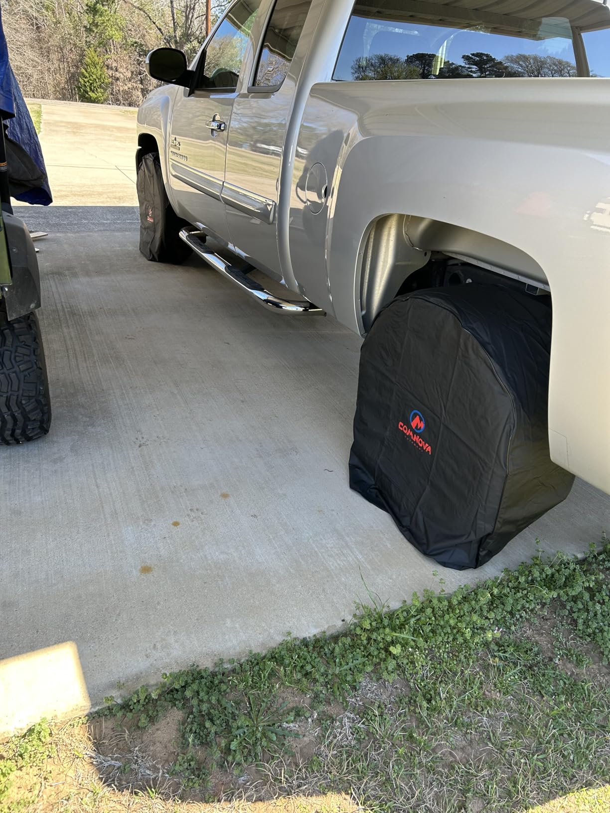 RV Tire Covers 4 Pack, Tough Tire Wheel Protector for Truck, SUV, Travel Trailer, Camper, Motorhome, Boat, Van, PU Oxford Waterproof Sun Rain Snow Protector Cover, Fits Tire Diameters 26-29 inch customer photo 1