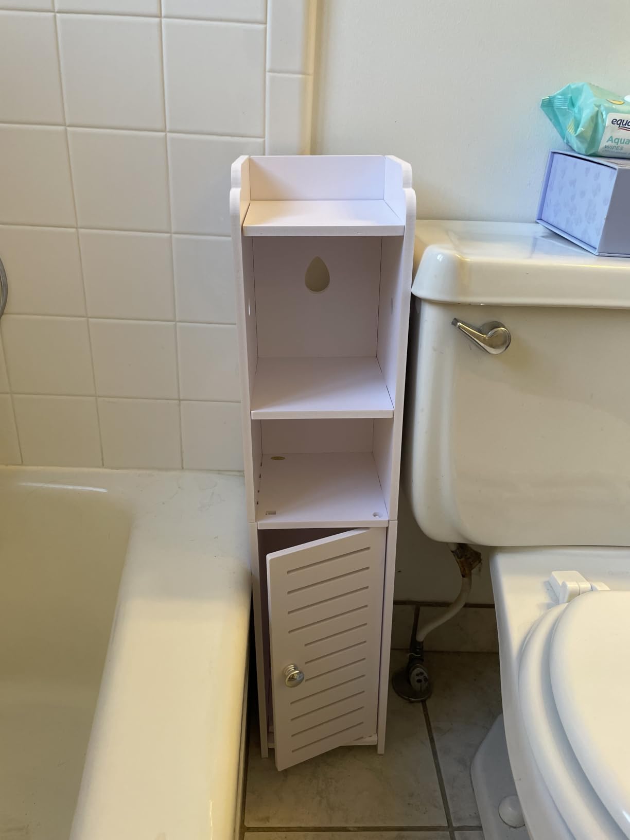 AOJEZOR Toilet Paper Holder Stand: Small Space Bathroom Storage for Renters customer photo 1