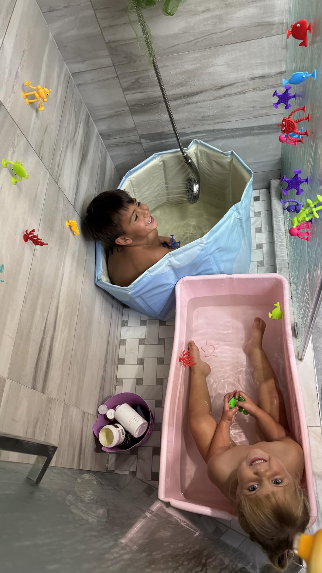 BUNMO Bath Toys Suction - Connect, Build, Create - Toddler Bath Toys - Hours of Fun & Creativity - Fine Motor Skills - Stimulating Sensory Toys - Non-Mouthable Toy - Textured 10 Pack customer photo 1