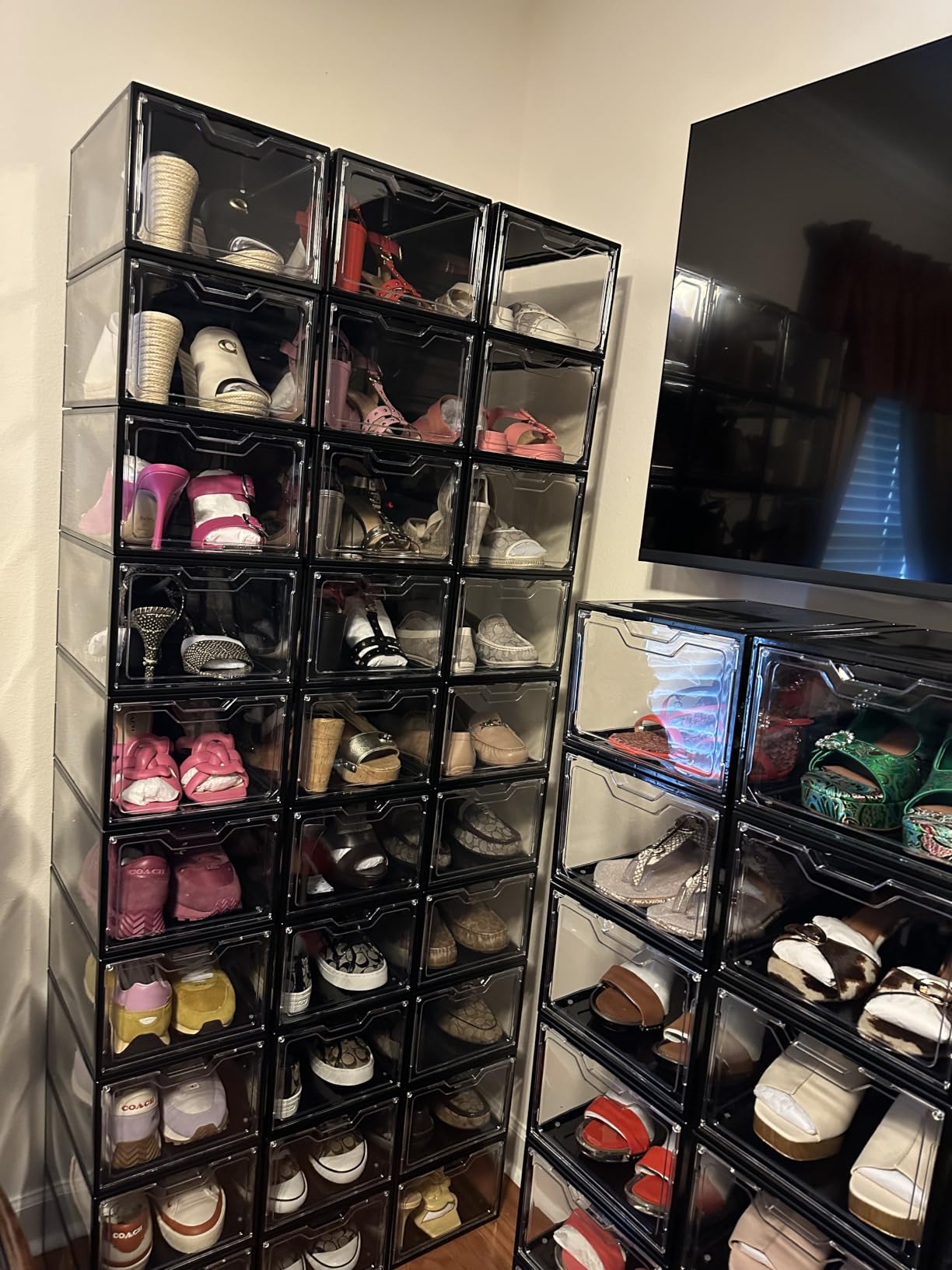 INSTY 12 Pack Large Shoe Storage Box, Clear Shoe Storage Organizer with Magnetic Door, Stackable,Shoe Containers For Display Sneakers, Easy Assembly, Fit up to US Size 12, Clear customer photo 1