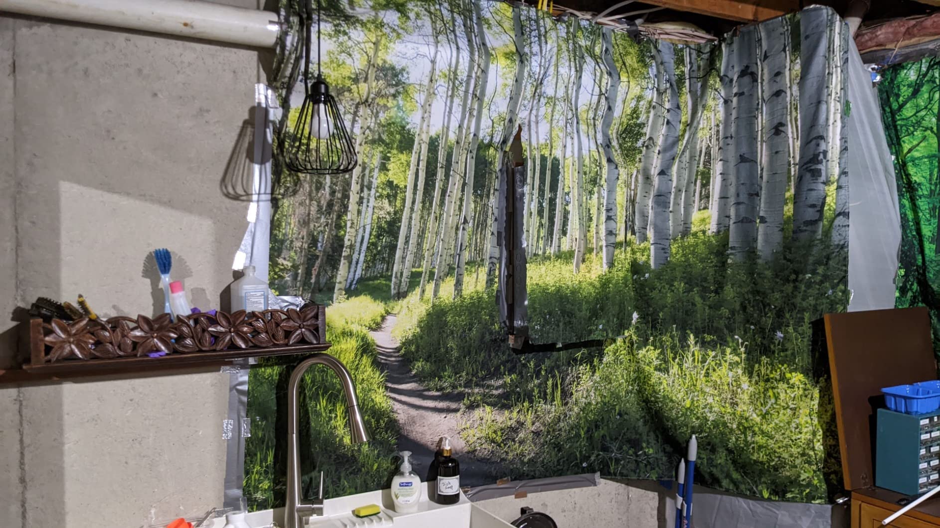 YISURE Extra Large Huge Tapestry 120(W) x 90(L) Inch, Nature Mountain Forest Tapestry, Scenic Green Pine Tree Waterfall Landscape Wall Hanging Tapestries for Home Office Dorm Indoor and Outdoor customer photo 1