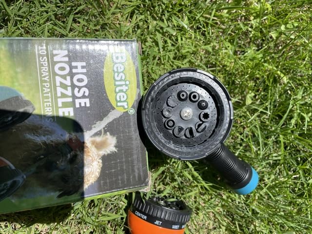 Besiter Garden Hose Nozzle Sprayer: 2 Pack 10 Watering Patterns Spray Nozzles Heavy Duty Hose Head Hose Attachment customer photo 1