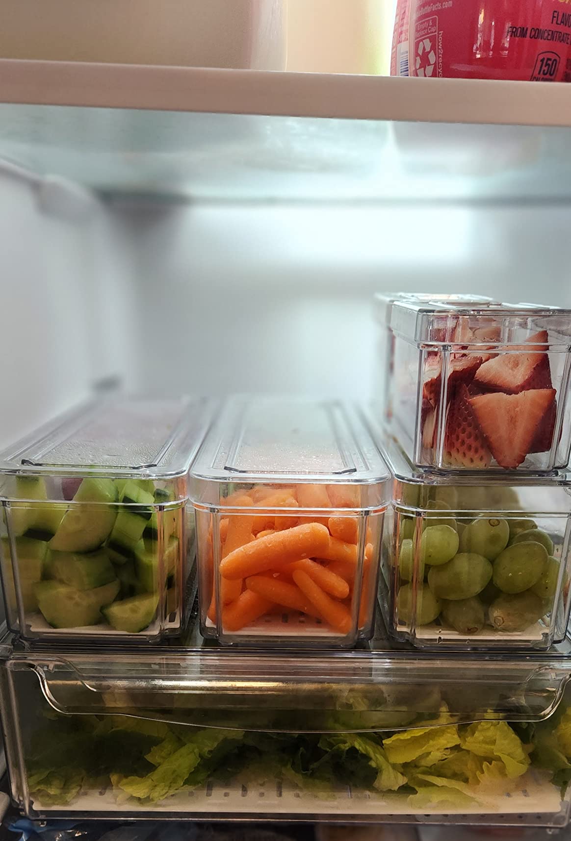 POMEAT 10 Pack Fridge Organizer, Stackable Refrigerator Organizer Bins with Lids, Produce Fruit Storage Containers for Storage Clear for Food, Drinks, Vegetable Storage customer photo 1