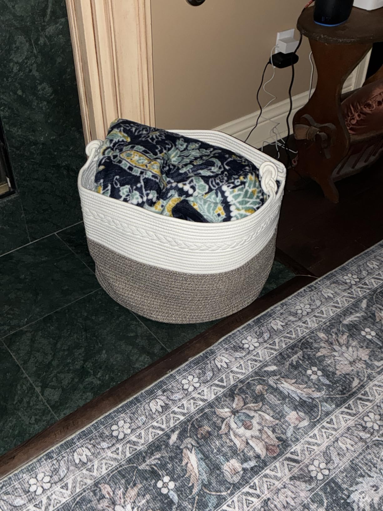 KAKAMAY Large Blanket Basket with Handles, Storage Basket for Living Room customer photo 2