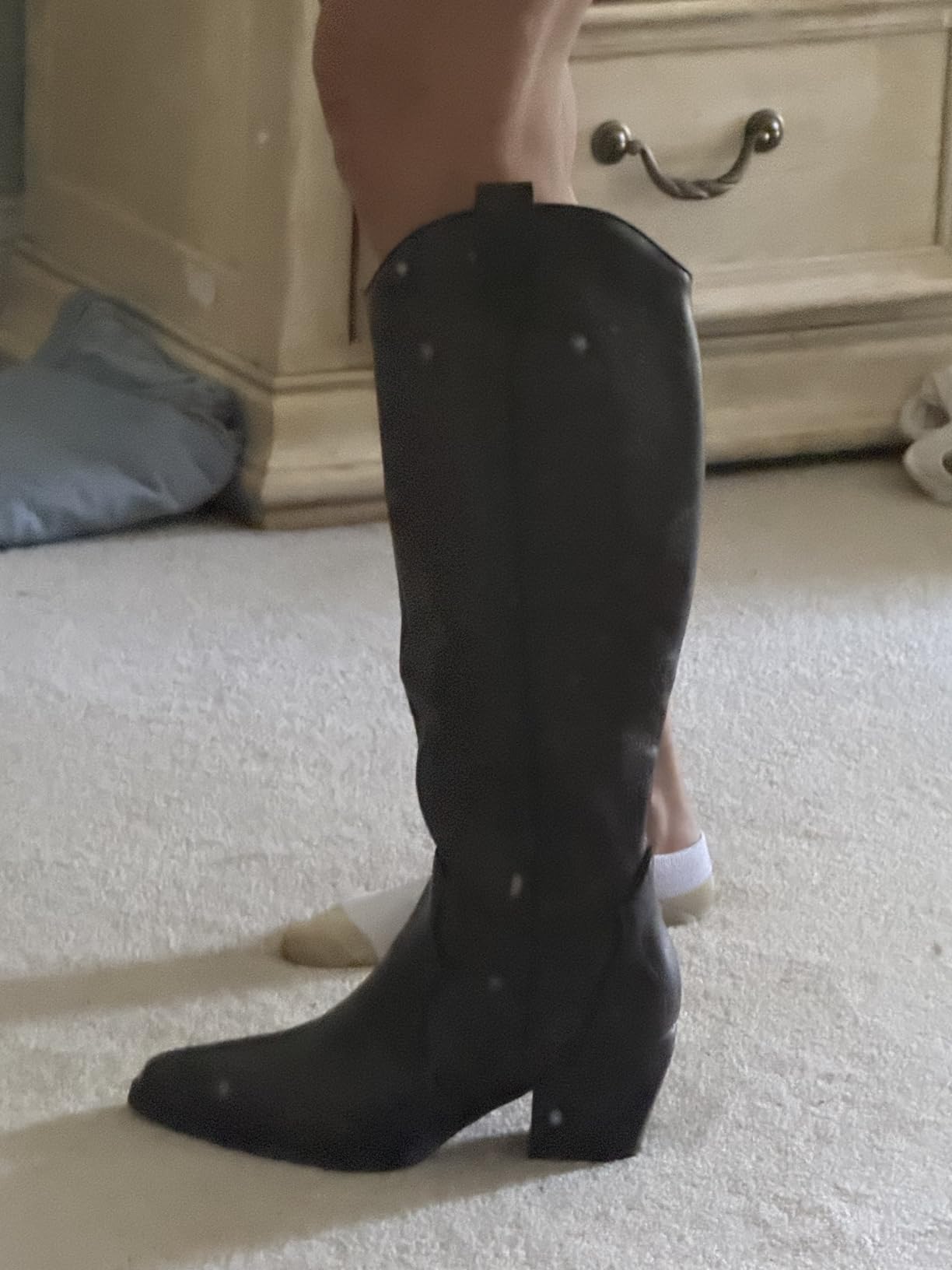 DREAM PAIRS Womens Cowboy Knee High Chunky Heel Boots customer photo 2