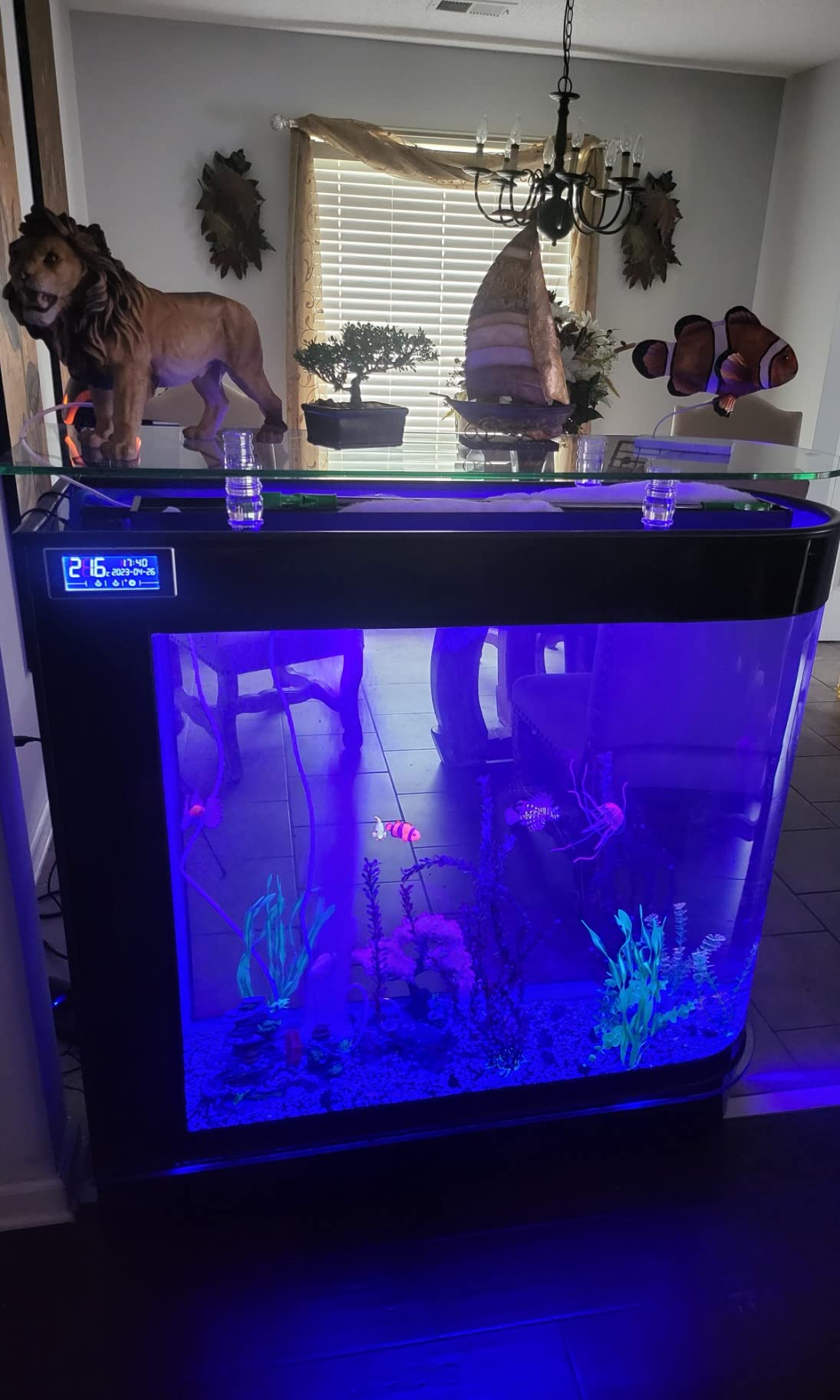 124Gal LED Aquarium Kit Upright Fish Tank Large Glass Fishbowl Glsaa Bar for Patios Living Office Room and Kitchen customer photo 2