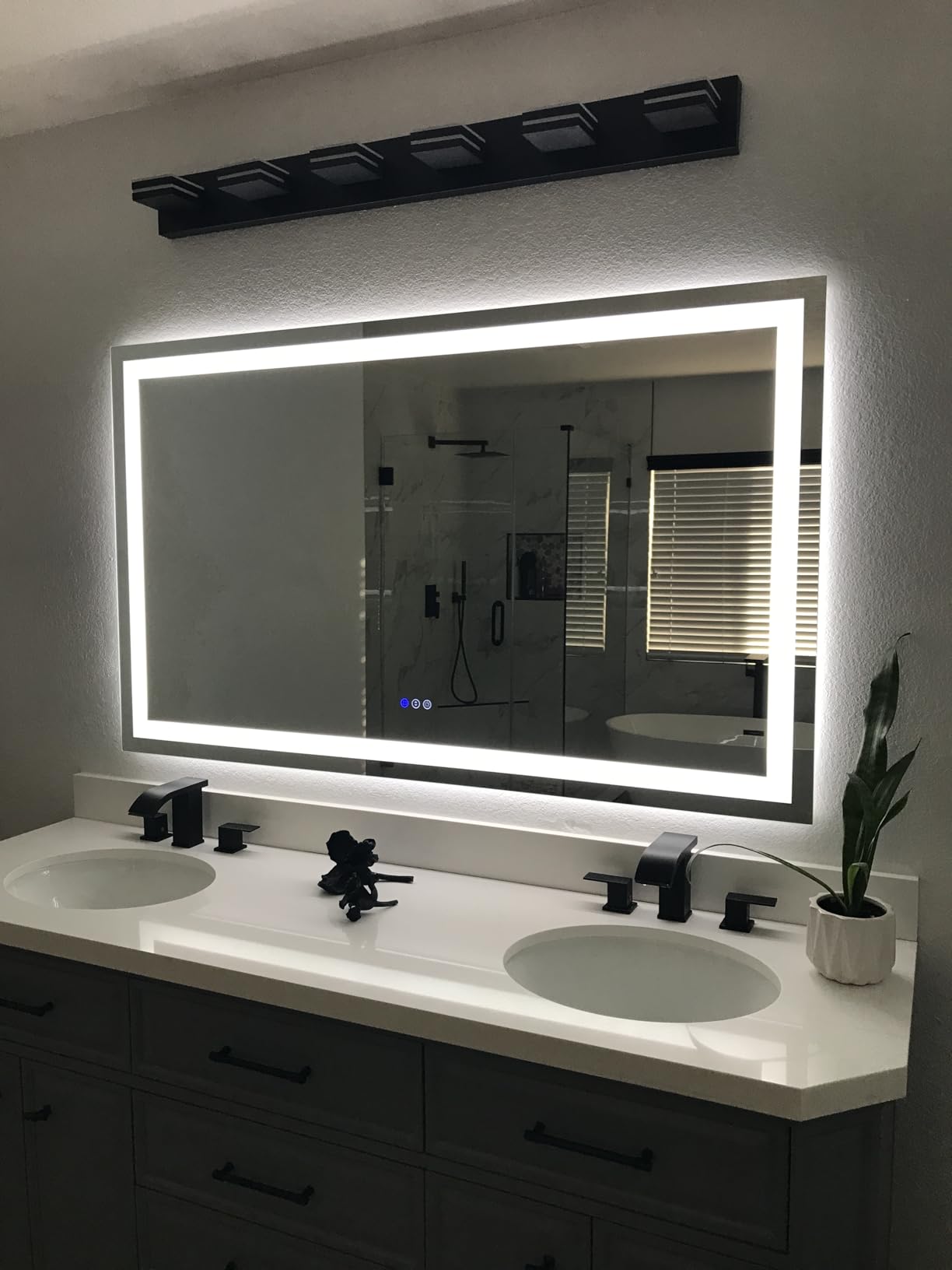 60x36 LED Bathroom Mirror with Lights, Lighted Vanity Mirror | Backlit and Front Light, Anti-Fog, 3 Color Dimmable, Memory, Tempered Glass, IP54 Waterproof, UL Listed customer photo 2