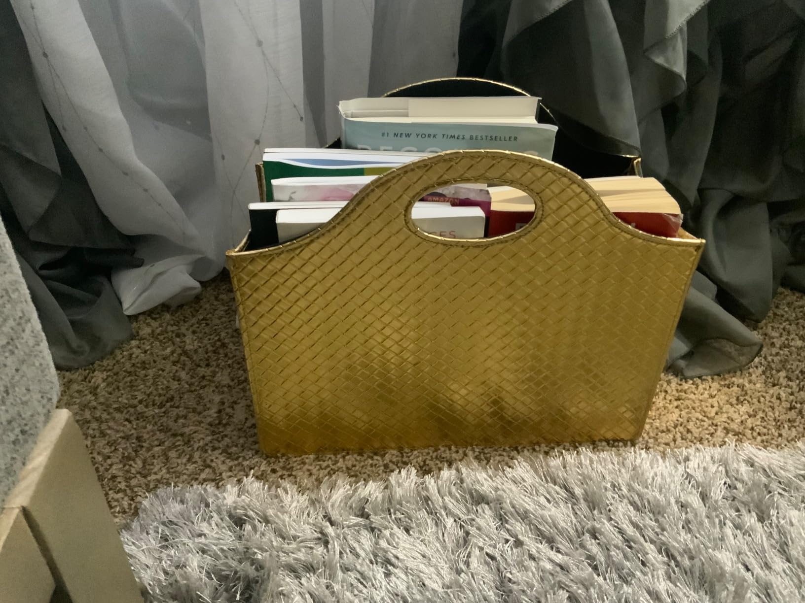 HofferRuffer Magazine Basket Holder, Foldable Magazine Rack, Document File Holder Organizer, File Folder, Newspaper Storage Bin Organizer for Home or Office (Brown) customer photo 2