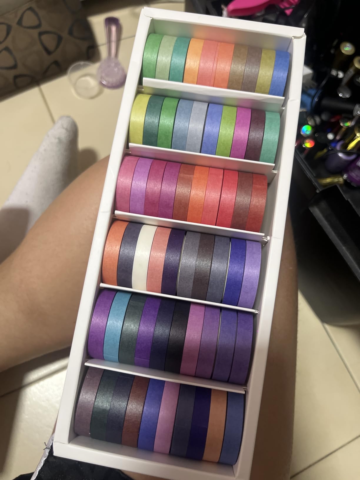 60 Rolls Washi Tape Sets 8mm Wide 10ft Long Basic Solid Color Rainbow Colored Decorative Thin Masking Tapes for Arts, Children Gifts, Bullet Journals, Wrapping Planner, Calendar, Scrapbooking DIY customer photo 2