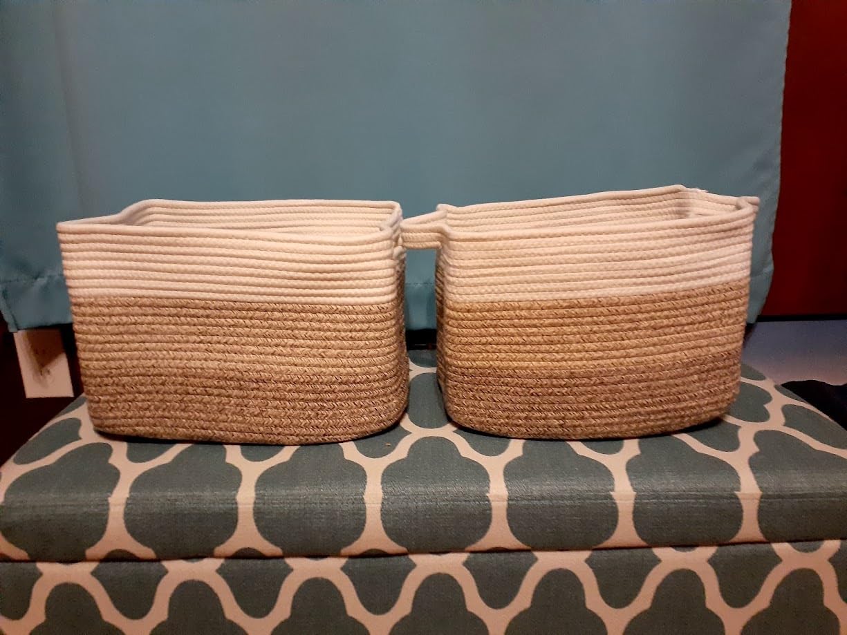 OIAHOMY Cotton Rope Storage Baskets for Organizing Gradient Yellow 3-Pack customer photo 1