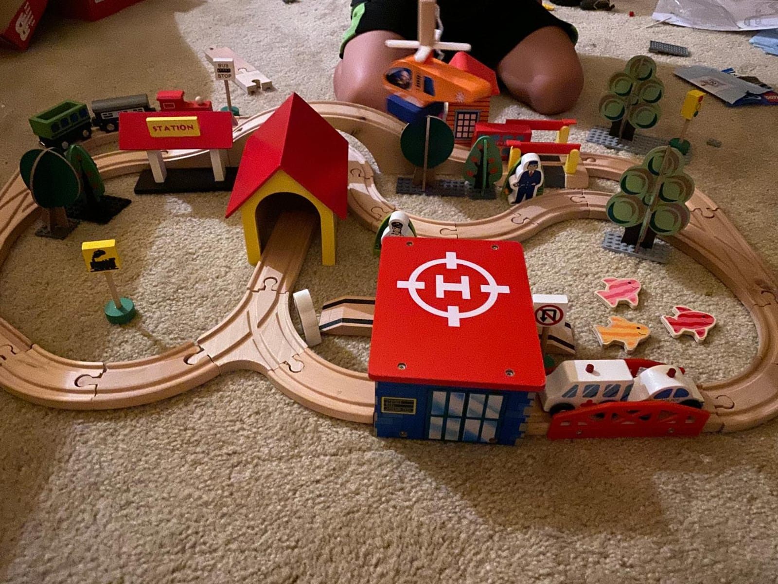 KipiPol Wooden Train Sets for Boys 3-4-7 – 38 Pcs Wood Train Set for Kids w/Crane, Bridge & Wooden Train Tracks – Train Toys for 3 Year Old Boys & Girls – Fits Thomas Brio IKEA Melissa and Doug customer photo 1