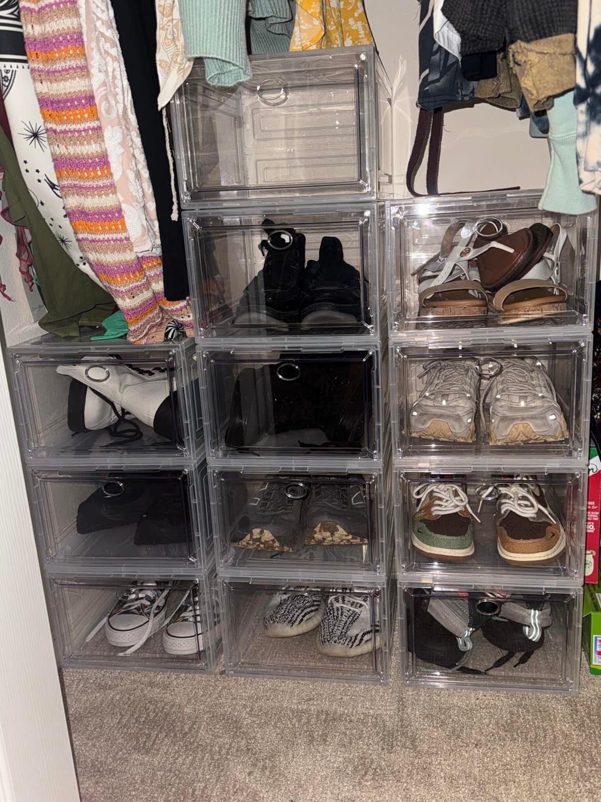 Sturdy Clear Shoe Organizer with Magnetic Door, Stackable Shoe Storage Box customer photo 1