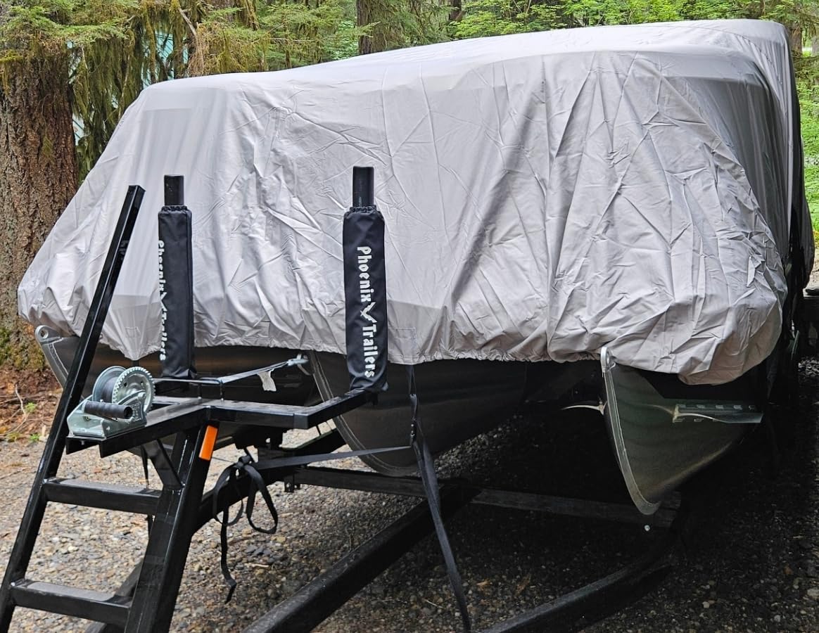 Solim 22-24FT Pontoon Boat Cover, 1200D Heavy Duty Waterproof, UV Resistant | Marine Grade Oxford Fabric, Tear Resistant, Double Stitching, Elastic Hem, Adjustable Tie-down Straps, Fits Up to 8.5 Ft Beam customer photo 2