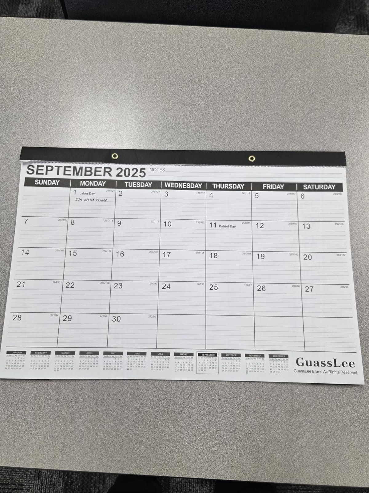 GuassLee Desk Calendar 2027, 18 Month Academic Calendar Jan 2027, 17