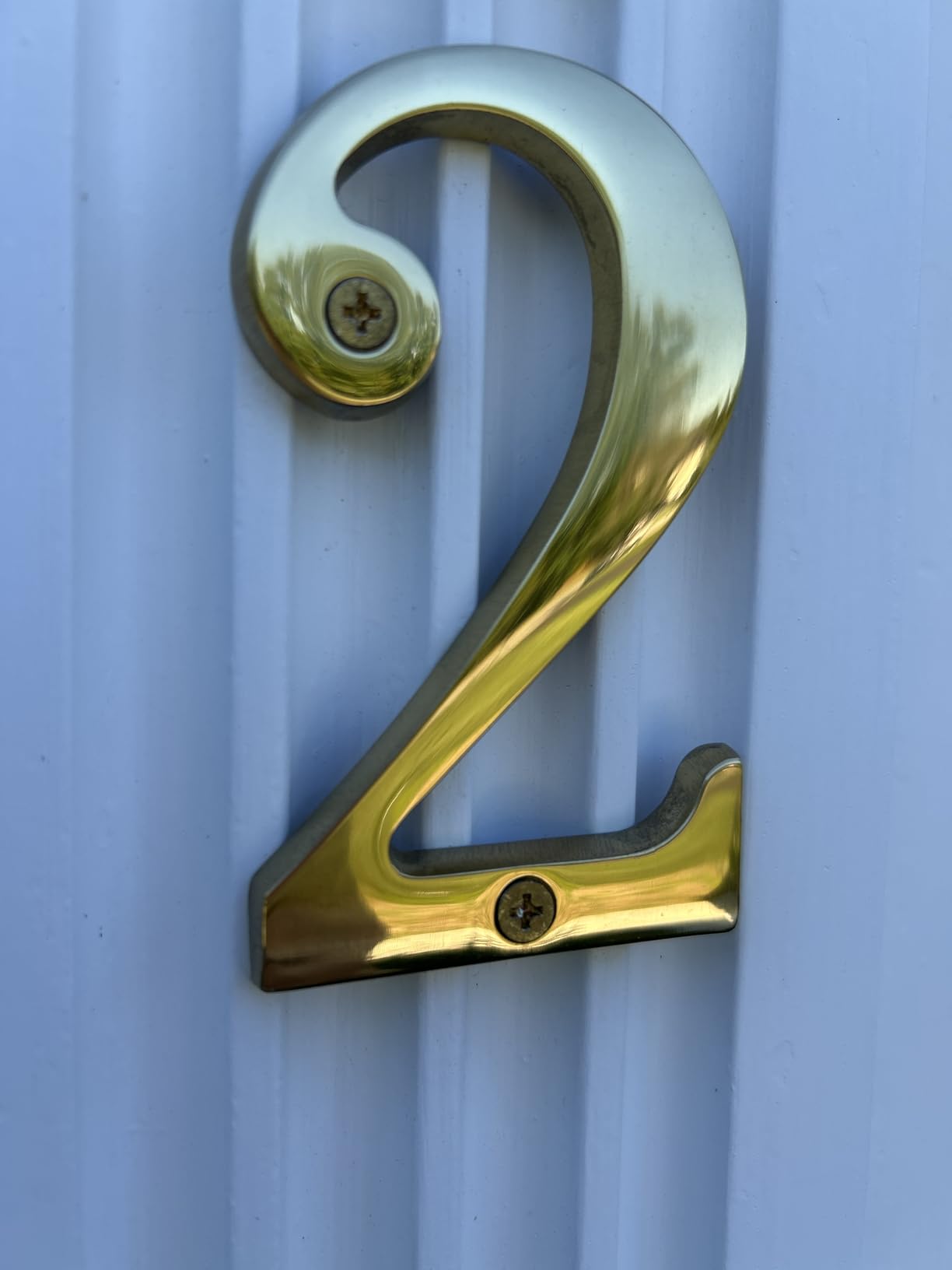 HASWARE House Number Sign 4 inch (10 cm) Polished Brass Finish Stylish Curvy Modern Door Numbers Signage Plaque Street Home Address Numerals(3, Brass) customer photo 1