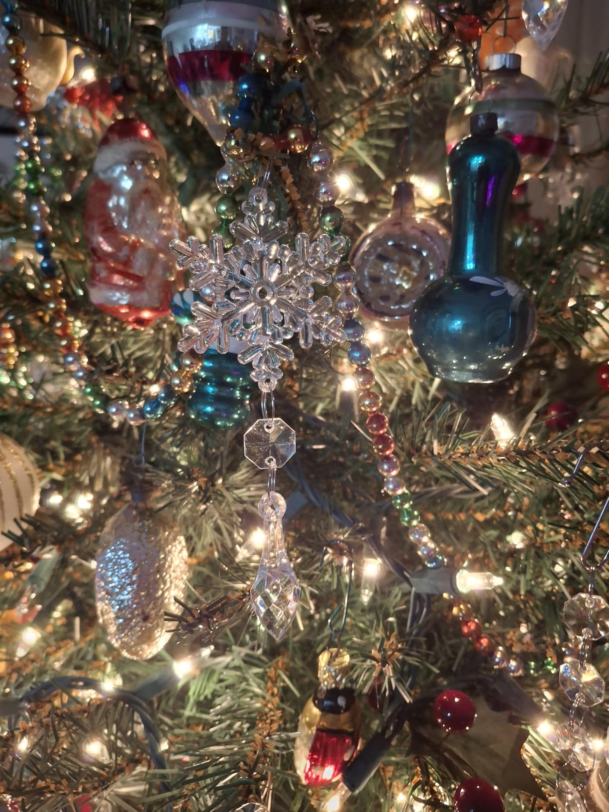 Crystal Christmas Tree Ornaments, Clear Acrylic Snowflake & Icicle, 18pcs customer photo 2