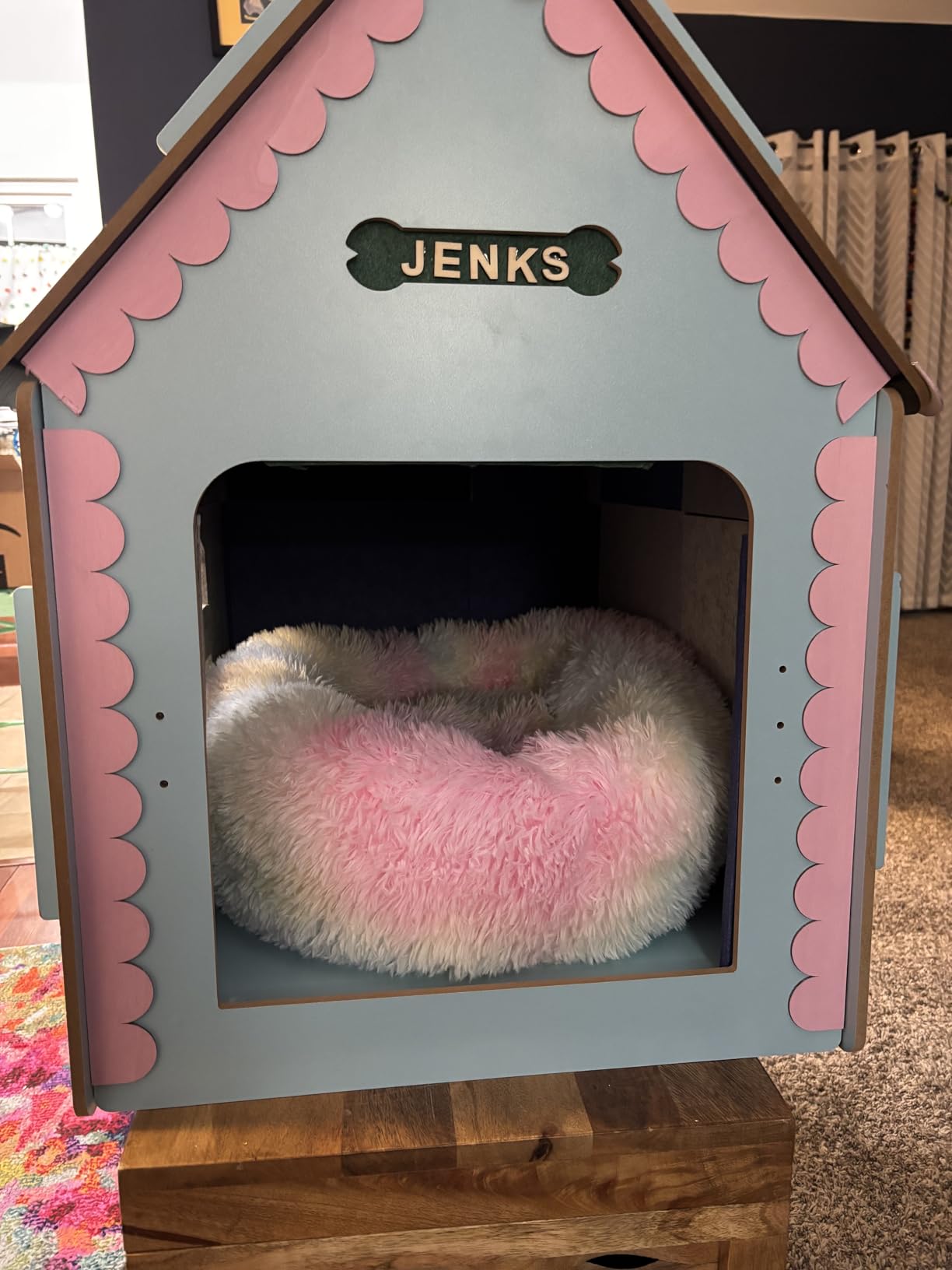 RYpetmia Indoor Dog House for Small Dogs & Cats, Wooden Pet House | Cute Puppy Bed Shelter /Ventilated Windows/Cozy Cave Design/Tool-Free Assembly/Small Pet Hideaway for Bedroom, Living Room customer photo 1