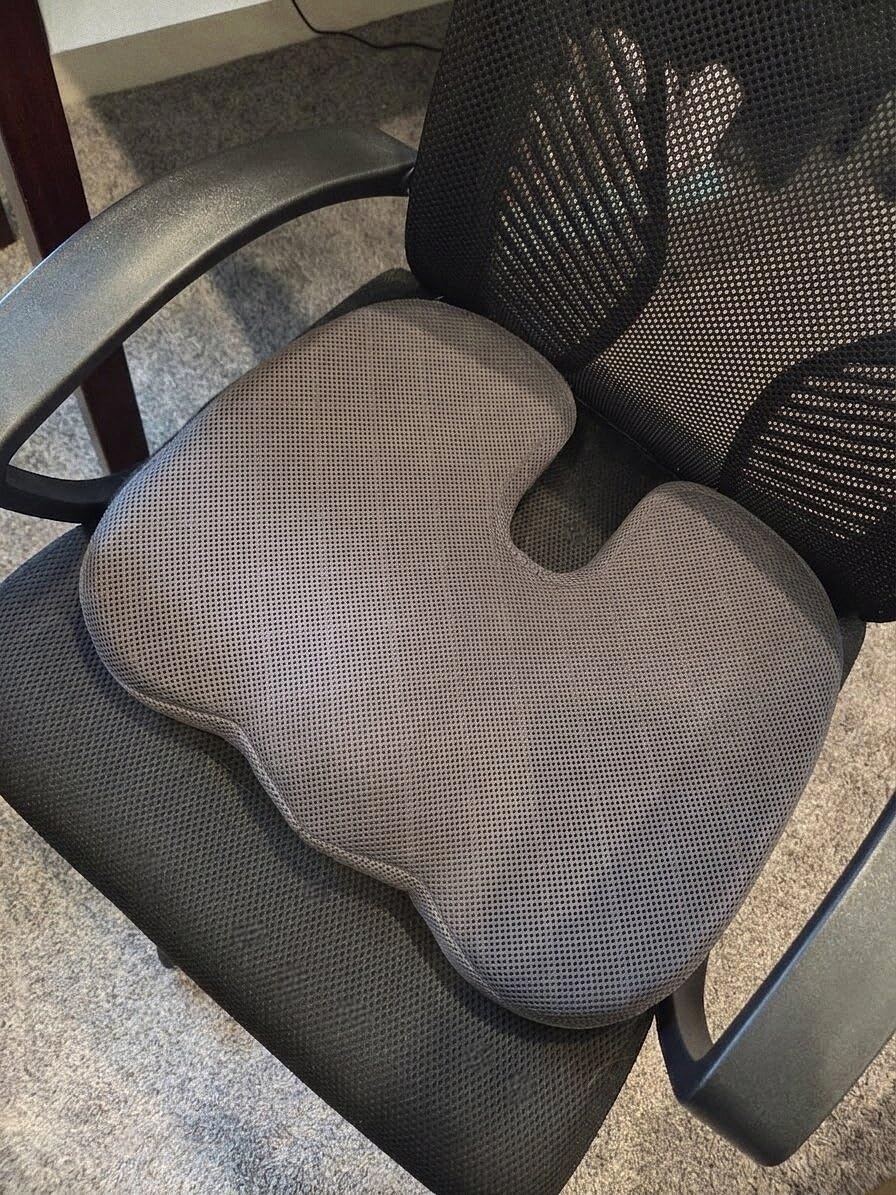 TushGuard Seat Cushion, Memory Foam Office Chair Cushion - Grey, Large customer photo 2