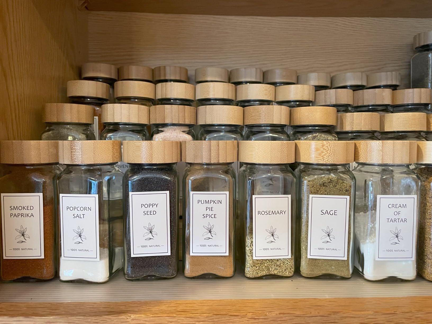 Aliggbent Spice Jars with Labels 36 Pcs 4 oz Glass Bamboo Lids Shaker Set customer photo 2