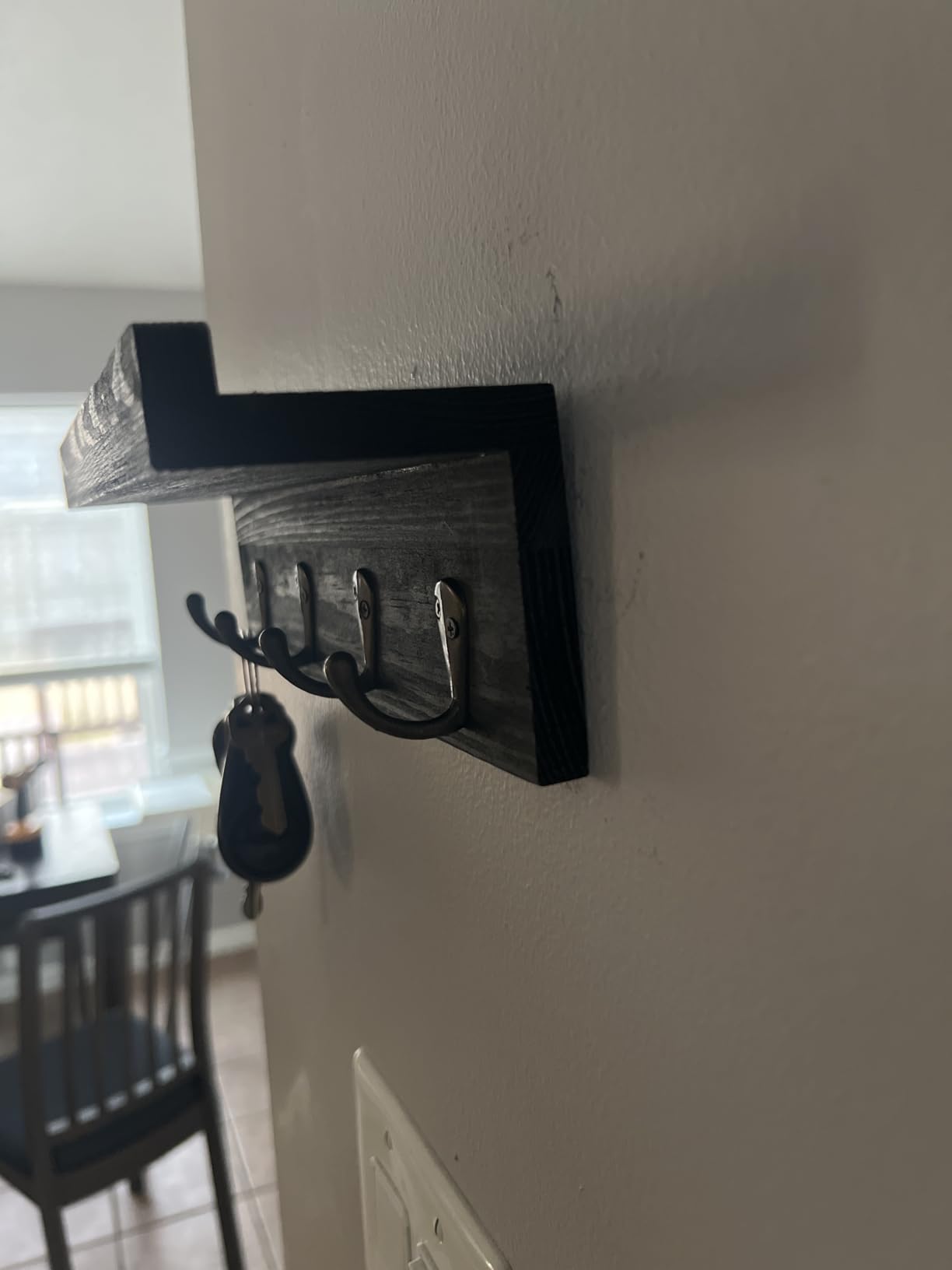 Key Holder Wall Mount, Farmhouse Wall Shelf with 4 Hooks for Entryway customer photo 1