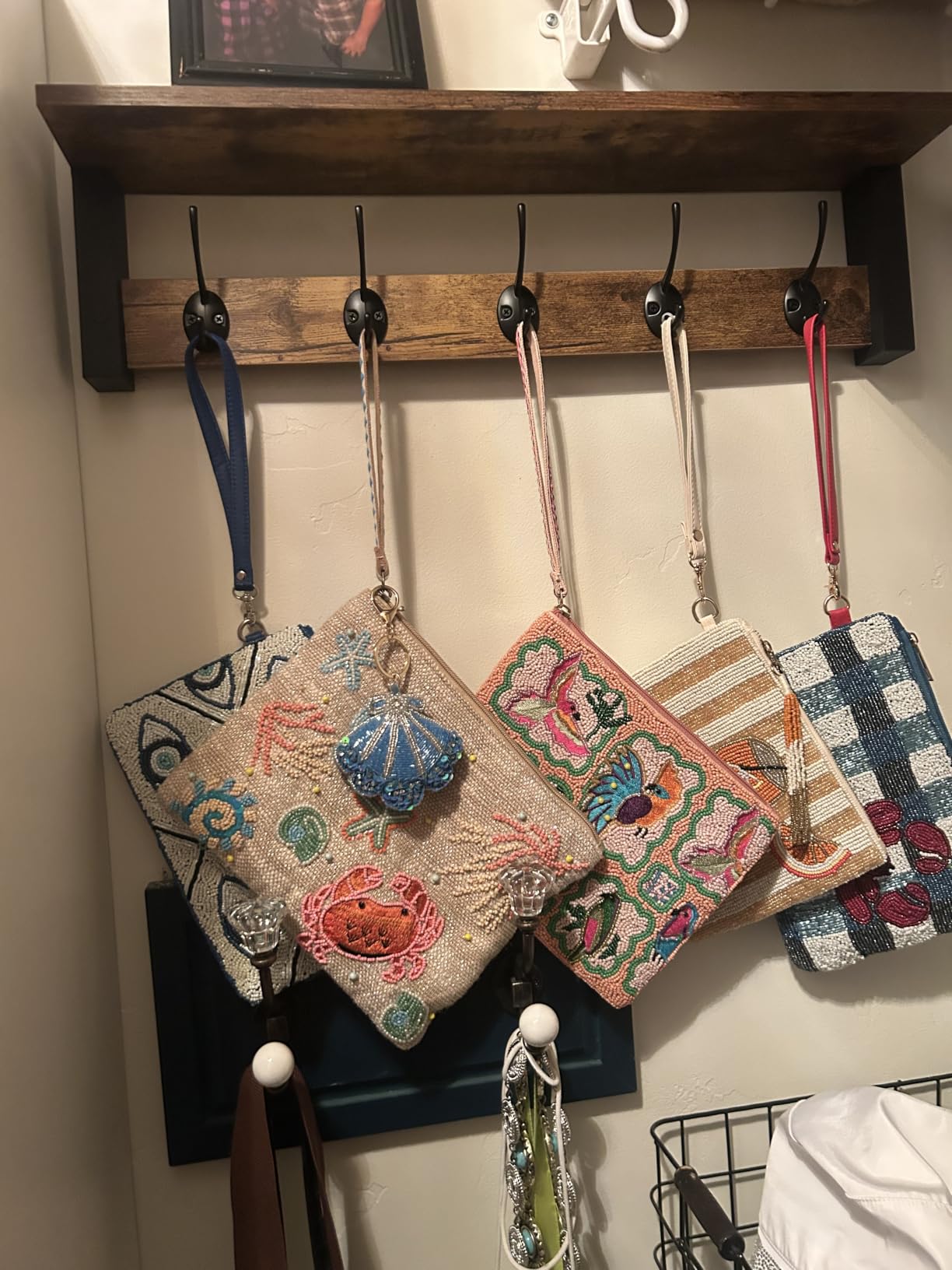 Key Holder Wall Mount, Farmhouse Wall Shelf with 4 Hooks for Entryway customer photo 2