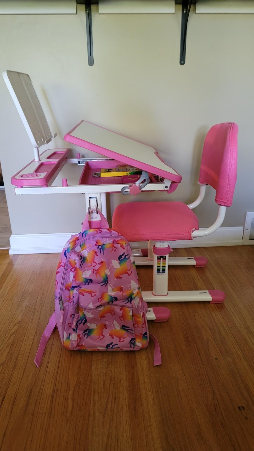 Artist hand Height Adjustable Kids Desk and Chair Set with LED Light,Drawer customer photo 1
