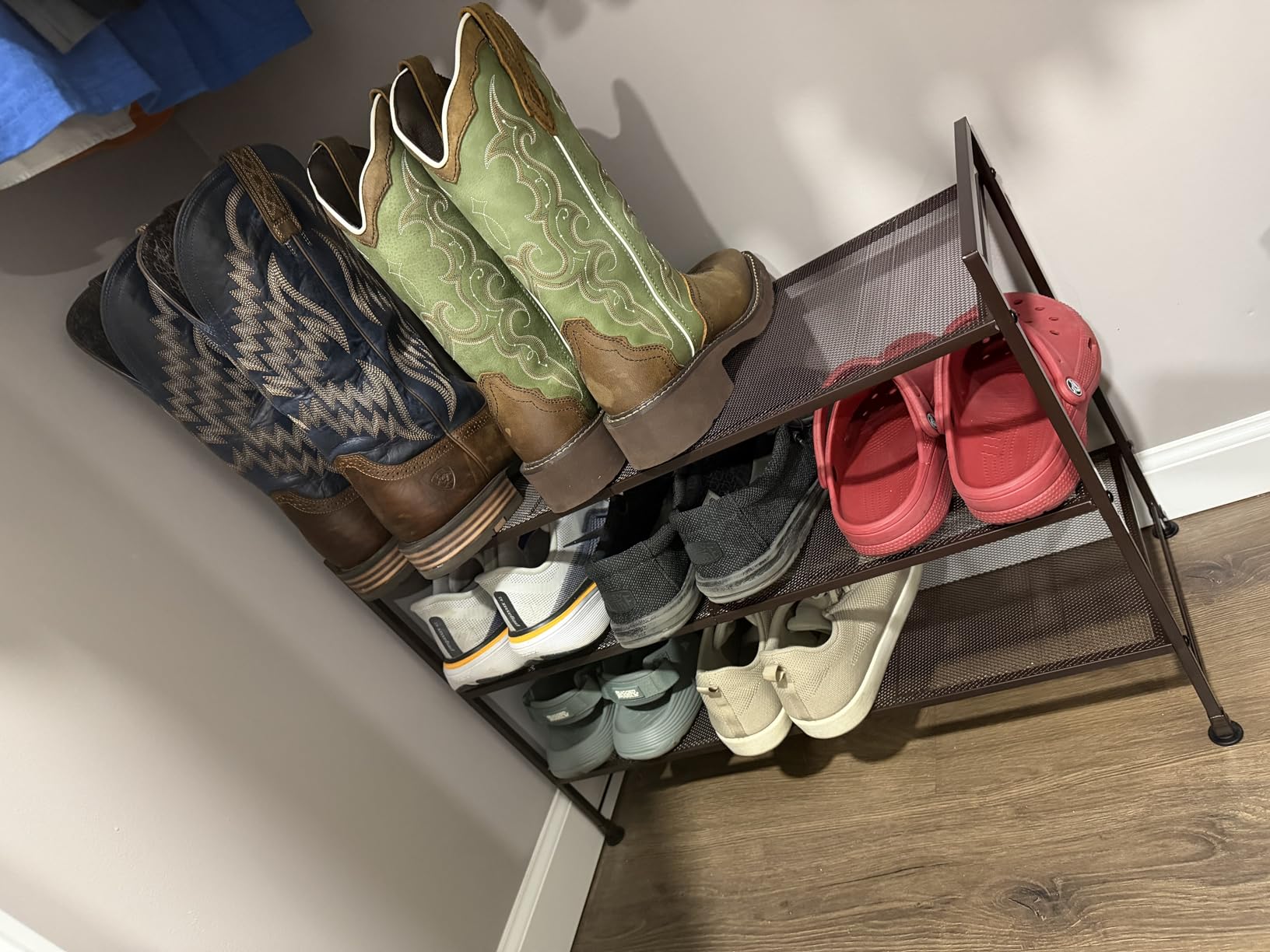 Simple Houseware 3-Tier Stackable Wired Grid Shoe Rack, Black customer photo 2