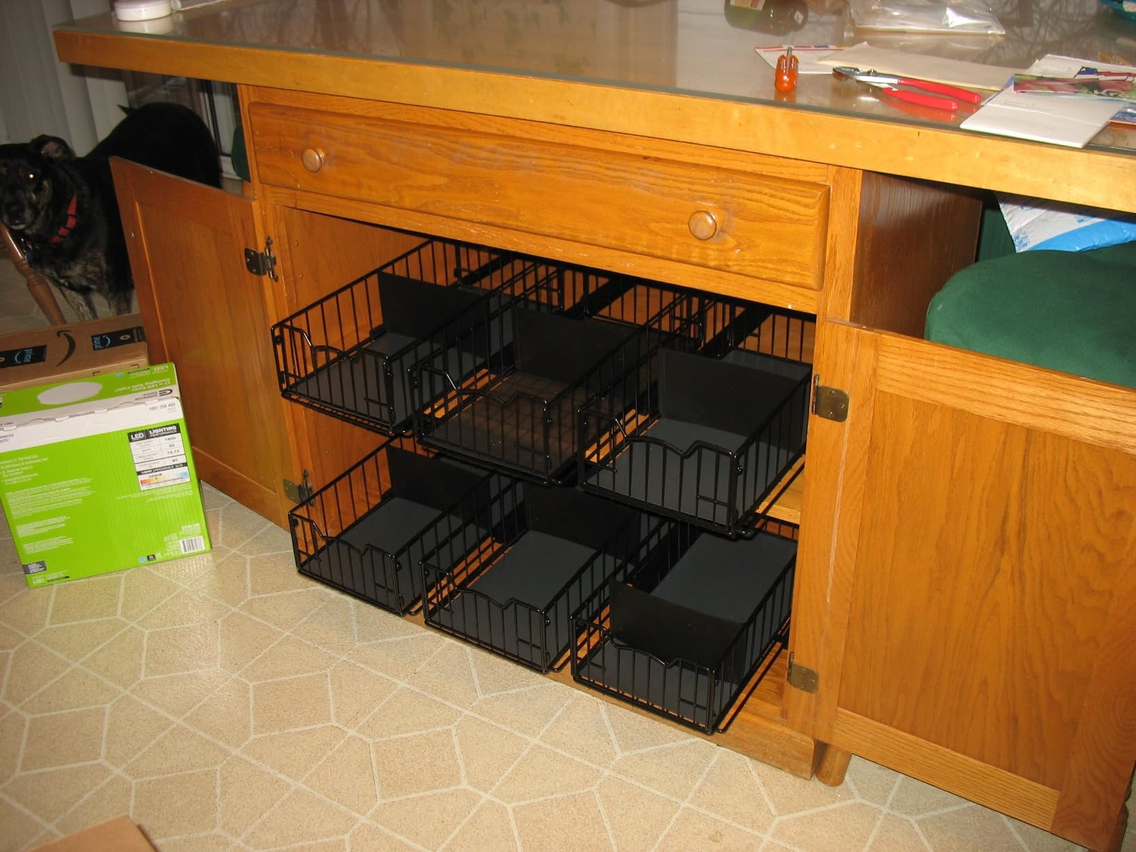 Simple Houseware Pull-Out Cabinet Sliding Basket, 17.2Dx9.7Wx5H, Chrome customer photo 1